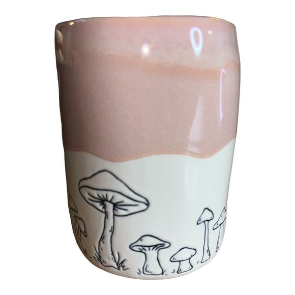 RARE Rae Dunn by Magenta Mushrooms Pink Peach Mug HTF And NWT - Picture 2 of 5